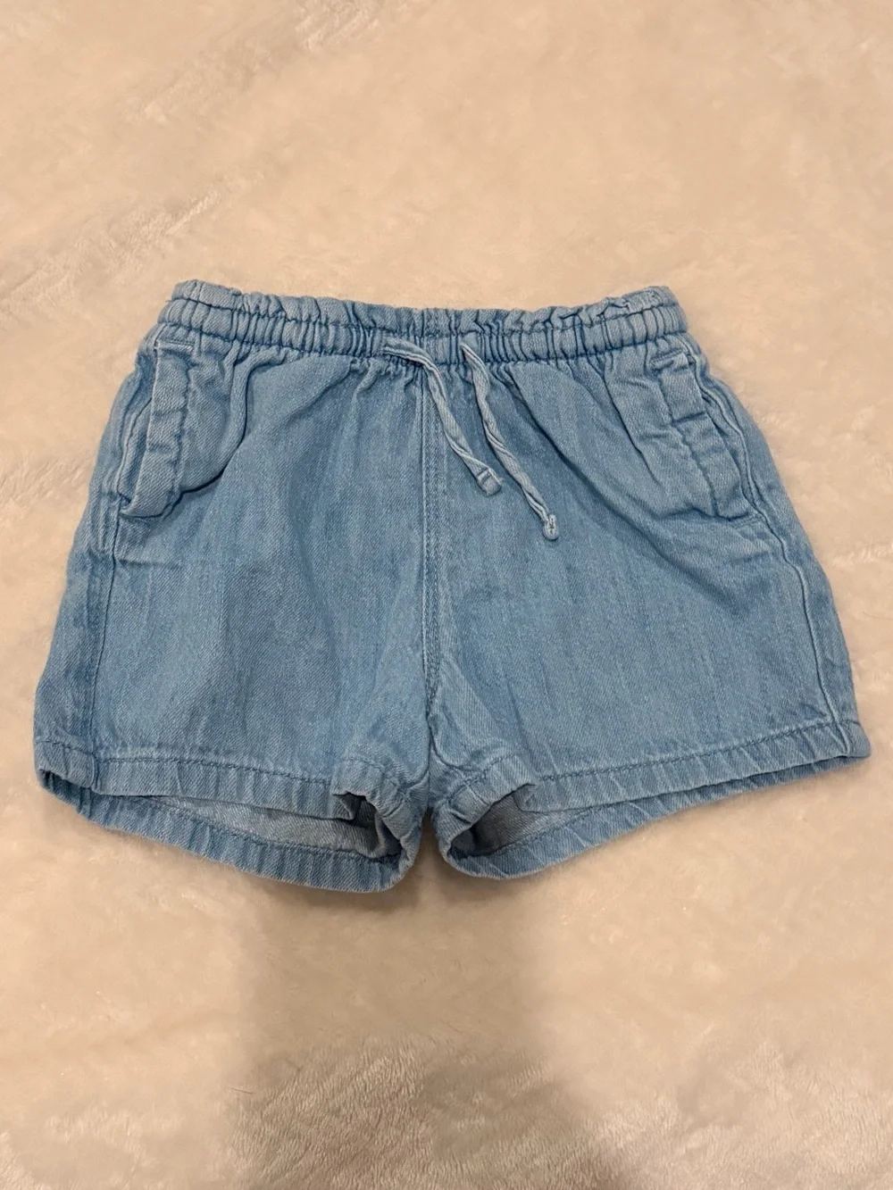 Old Navy Light Blue Elastic-Waist Denim-Look Girls' Shorts